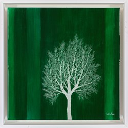 Emerald Sky IV by Nakisa Seika - Glazed Original Painting on Board sized 12x12 inches. Available from Whitewall Galleries